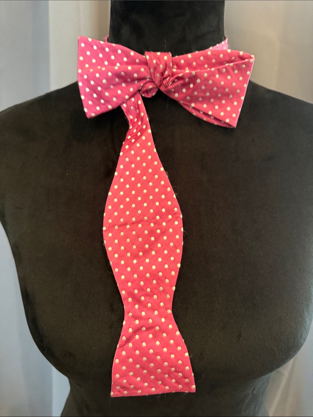 Saddlebred Pink Polka Dot Self-Tie Bow Tie